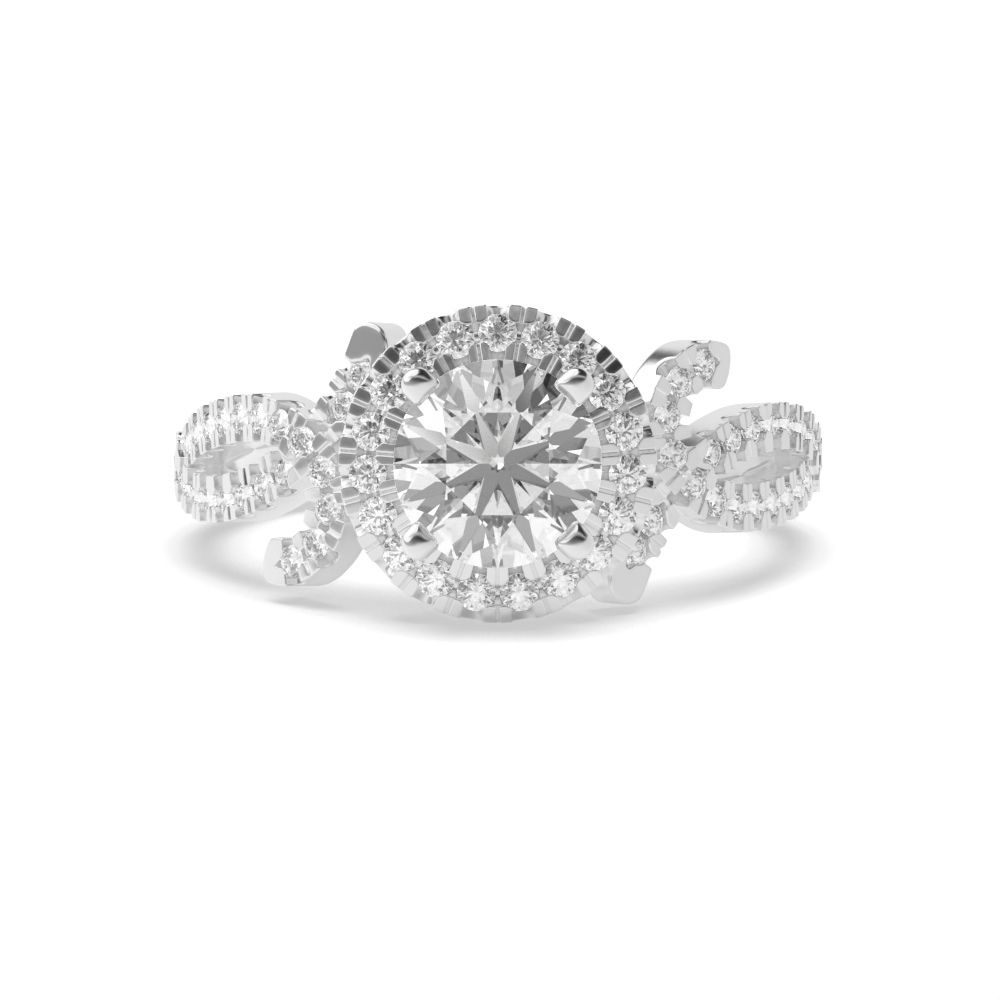 4 Prong Round Auragleam Naturally Mined Halo Diamond Ring