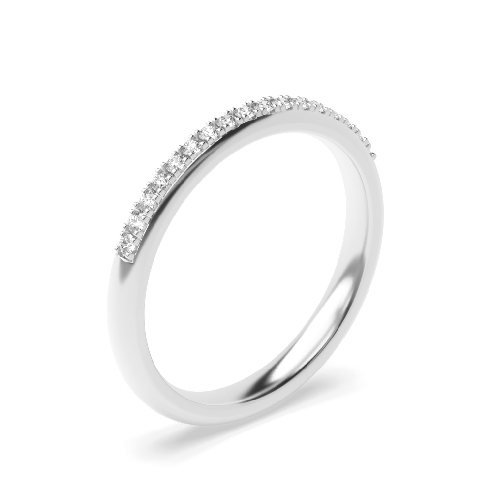 pave setting round shape half eternity ring
