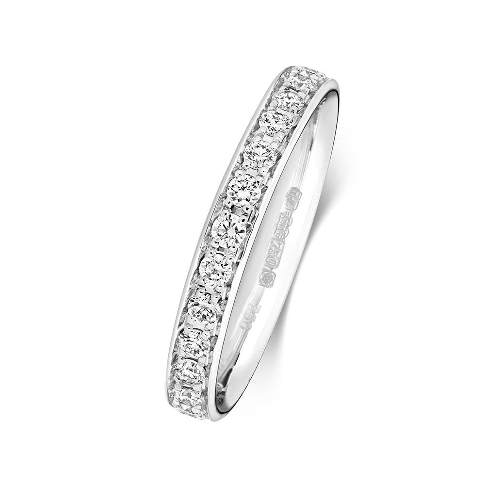 4 prong setting round shape diamond half eternity ring