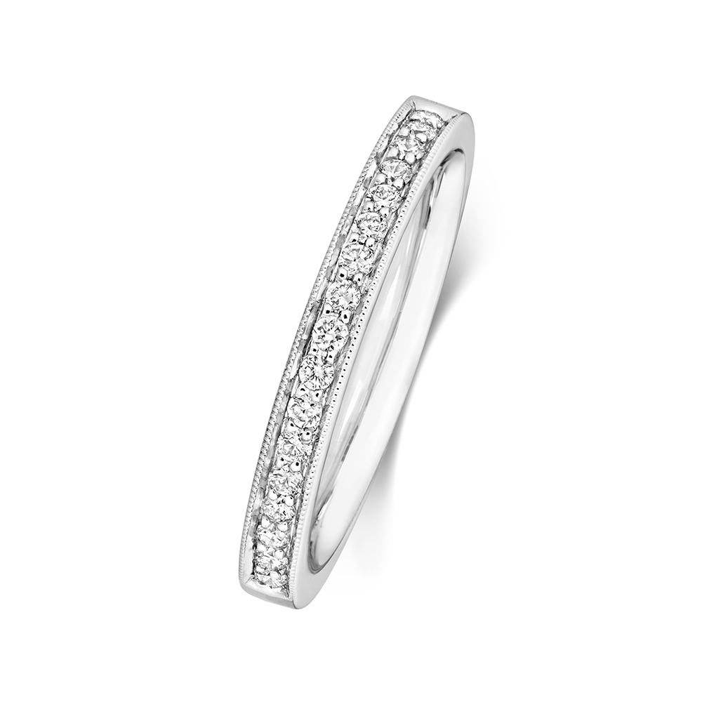 pave setting round shape half eternity ring