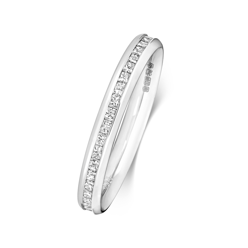 channel setting princess shape full eternity ring