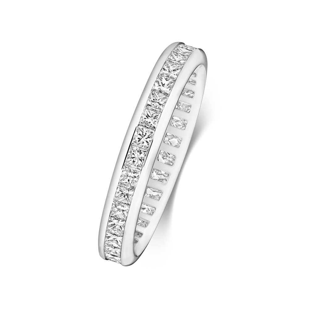 channel setting princess shape full eternity ring