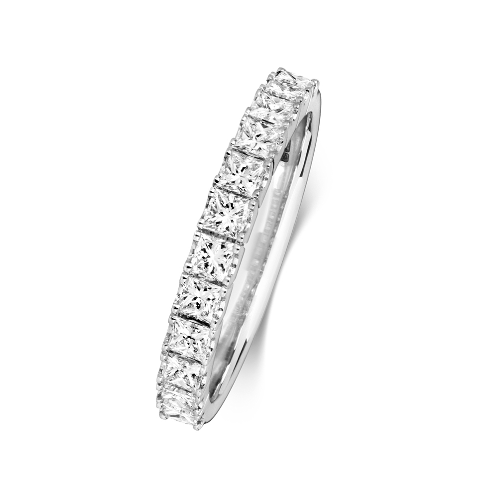 4 prong setting princess shape half eternity ring (2.30mm)
