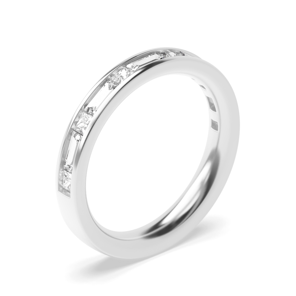 channel setting princess and baguette shape half eternity ring