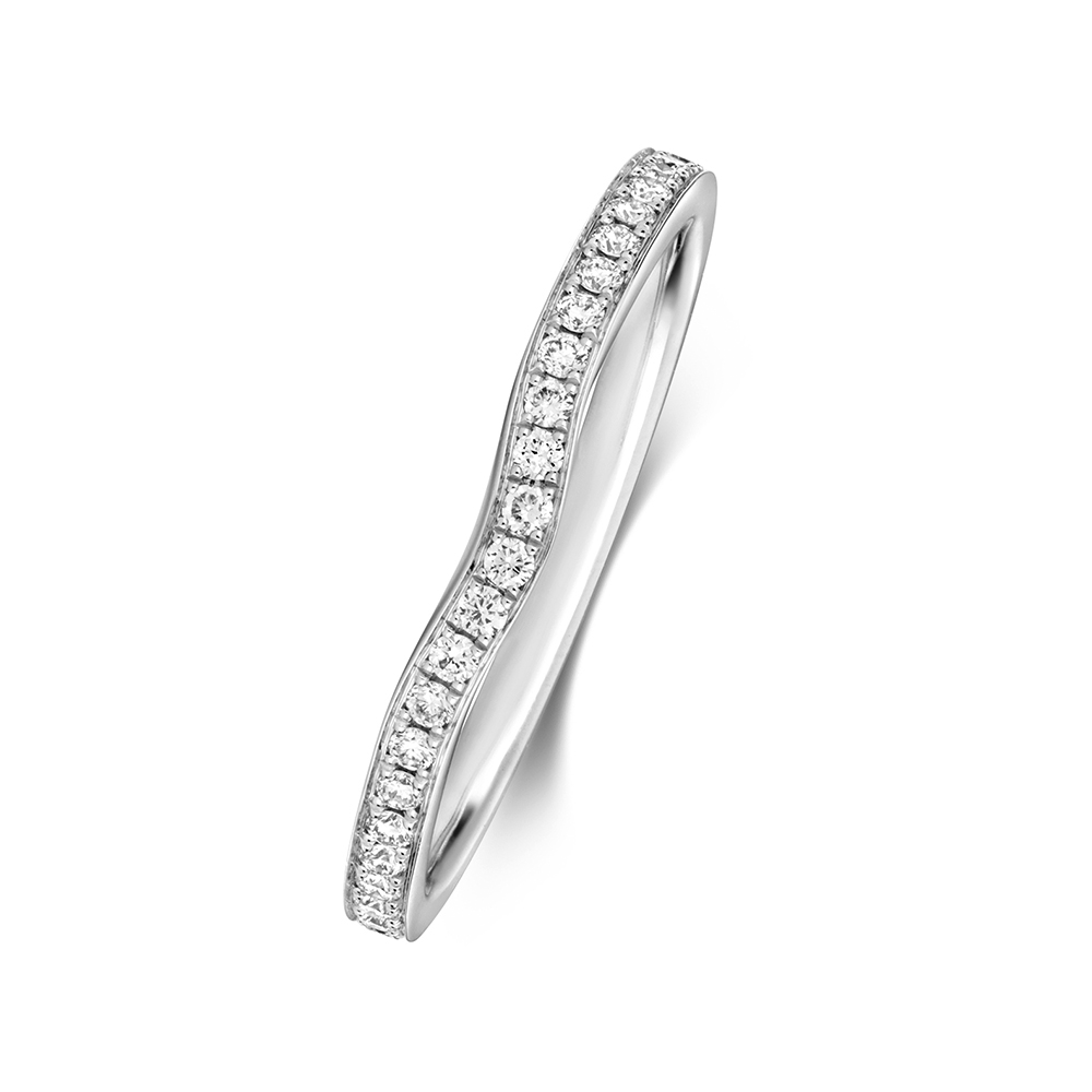 4 prong setting round shape wave style eternity ring