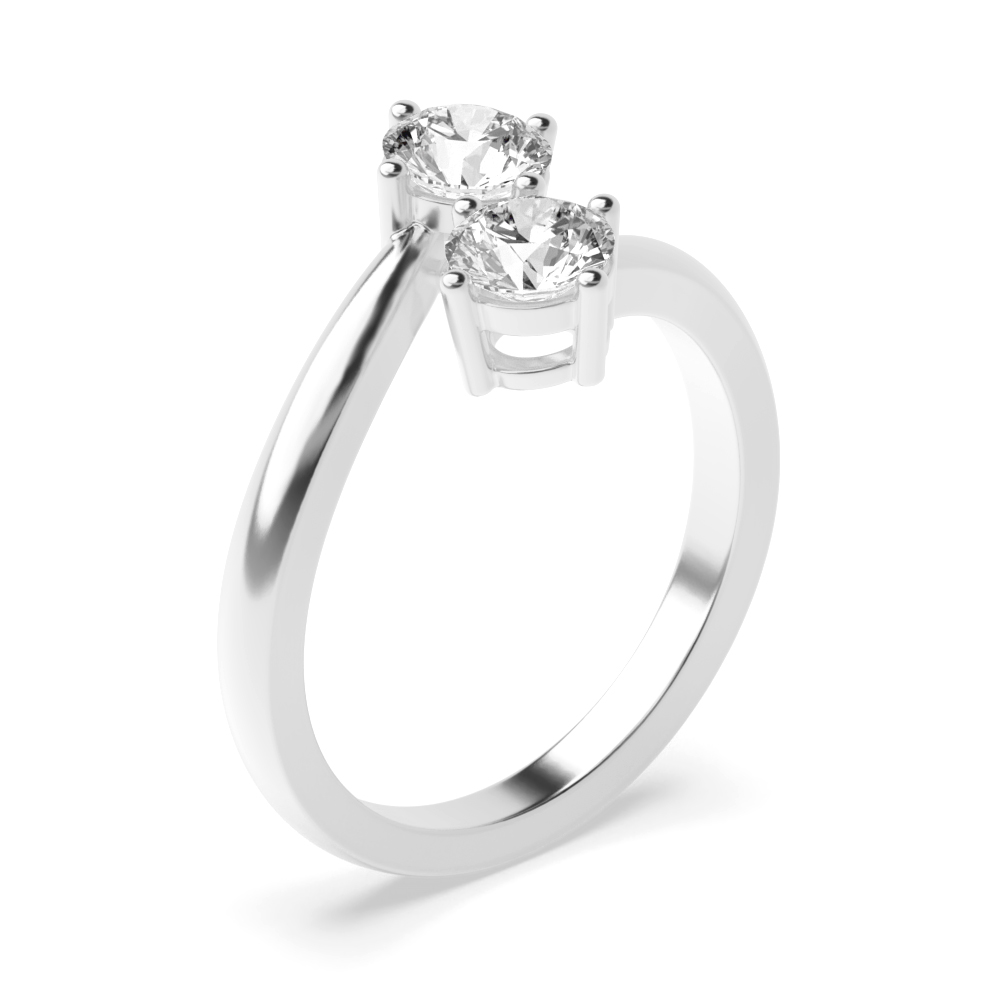 4 prong setting round diamond two stone ring