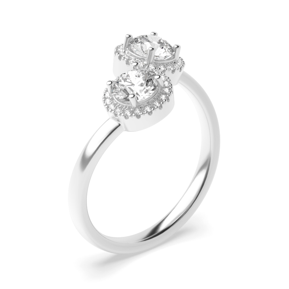 4 prong setting round shape diamond two stone ring