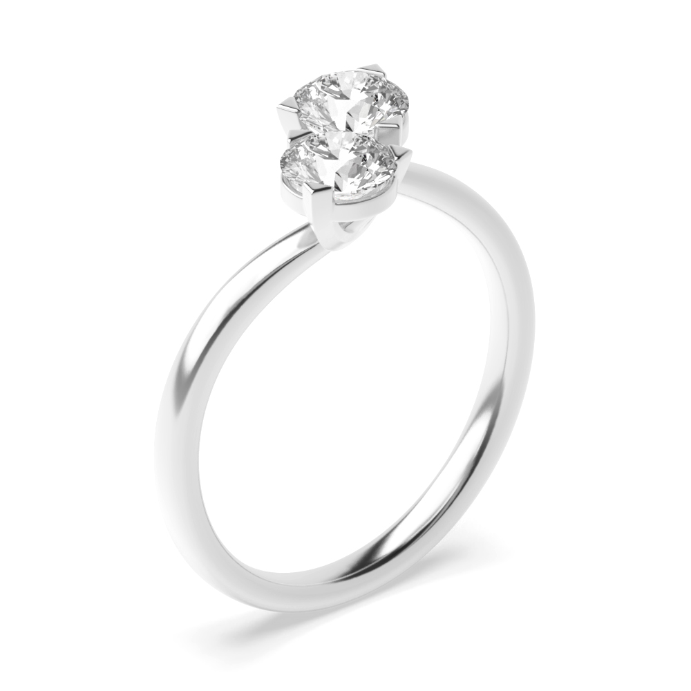 3 prong setting round shape diamond two stone ring
