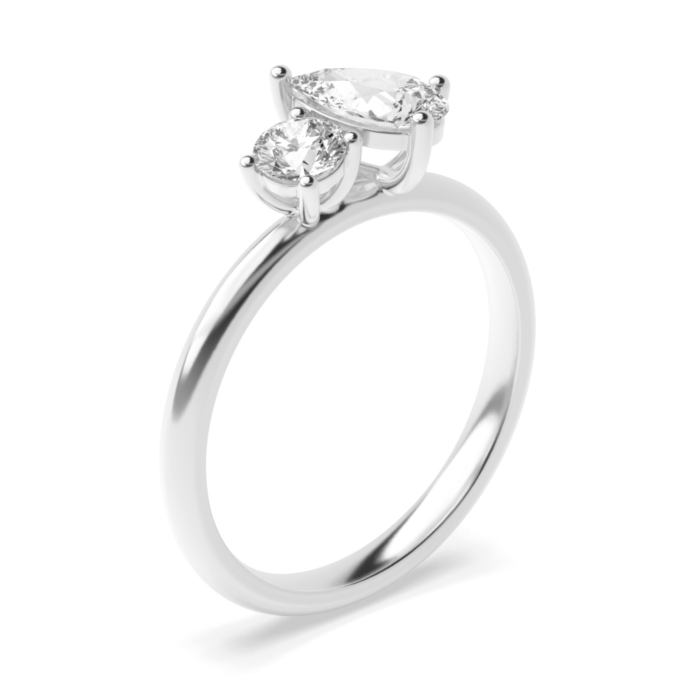 prong setting pear and round shape two stone ring
