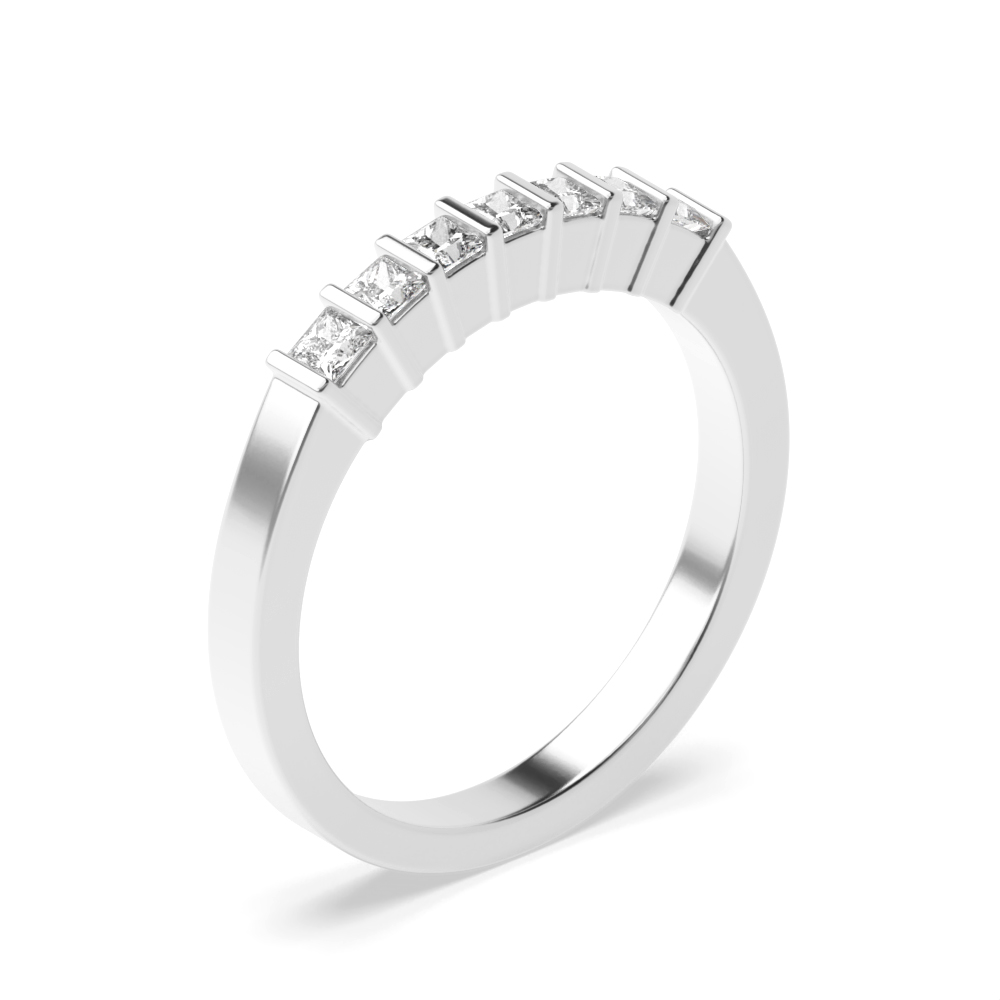 channel setting princess shape diamond seven stone ring