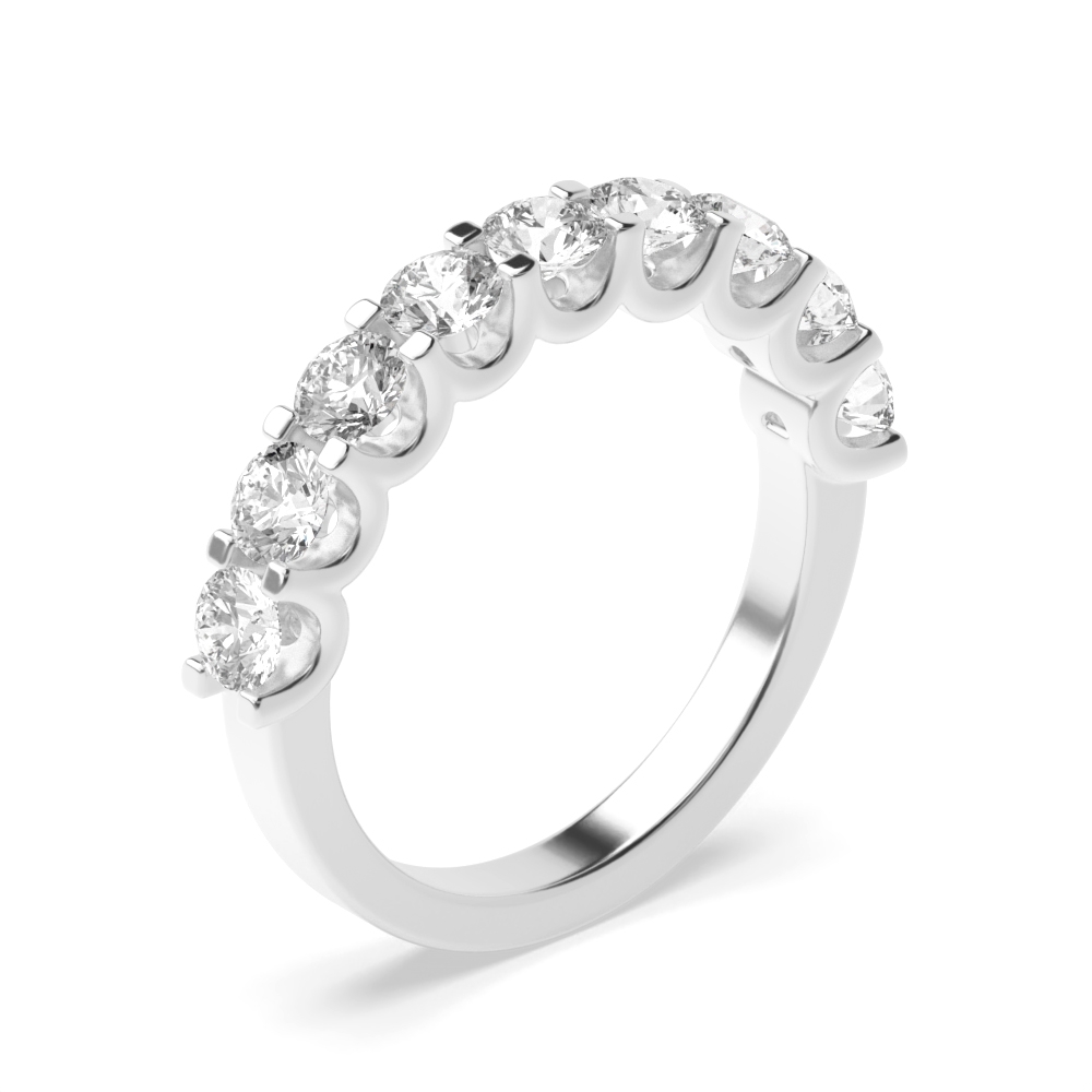 U prong setting round shape half eternity ring