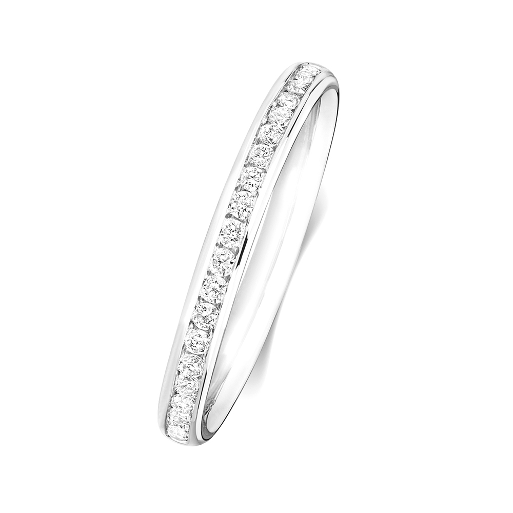 channel setting round diamond half eternity ring