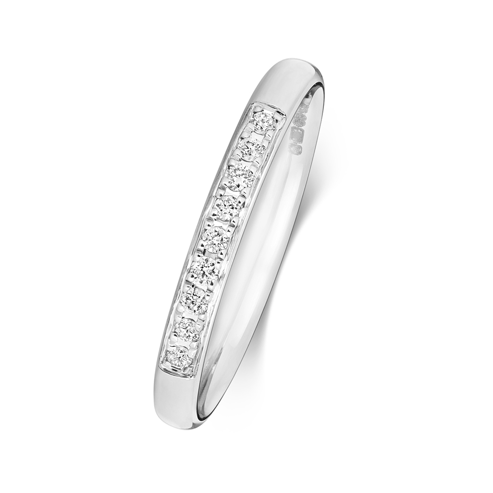 prong setting round diamond half eternity ring