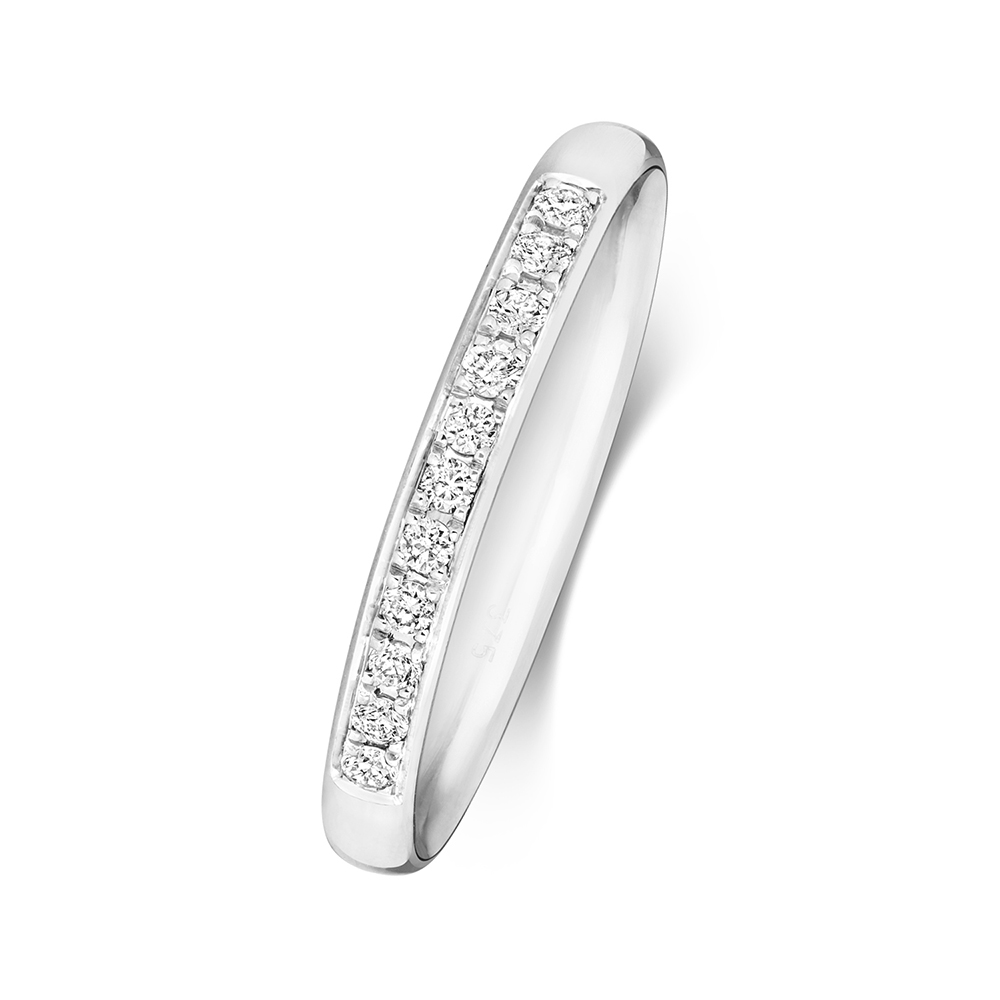 prong setting round diamond half eternity ring
