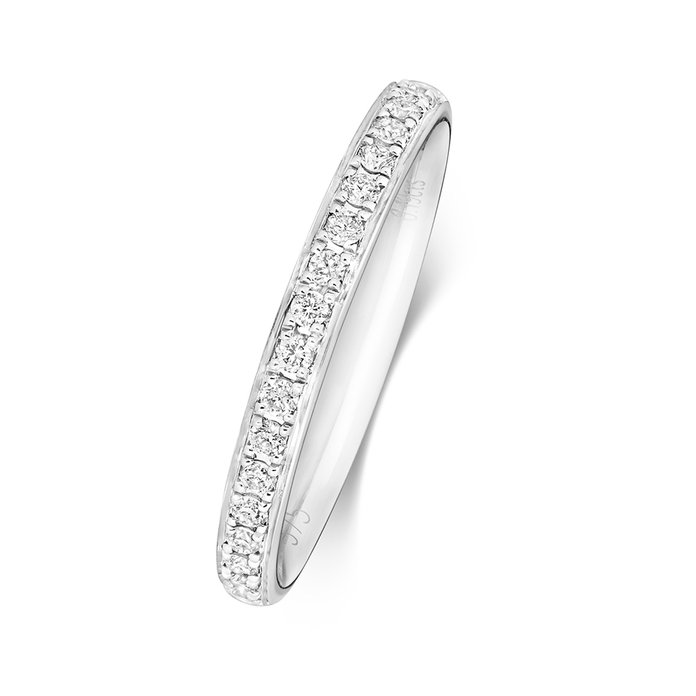 prong setting round diamond half eternity ring