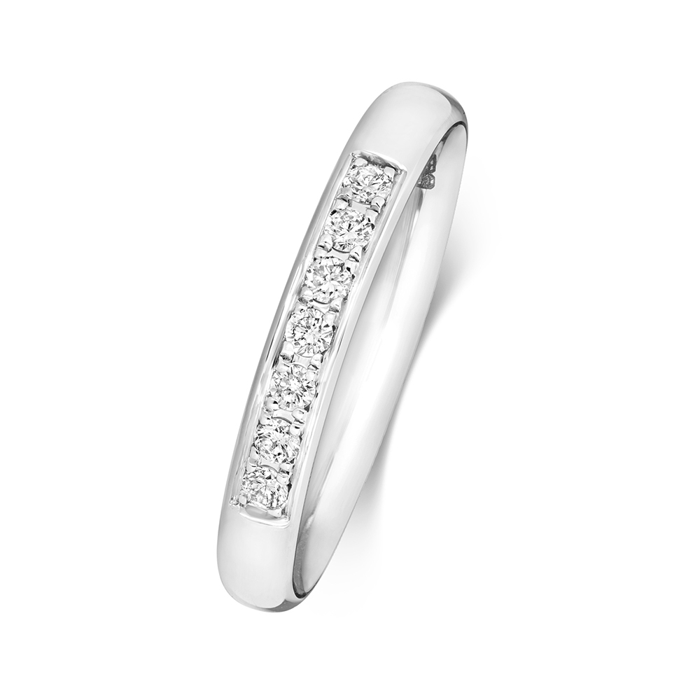 prong setting round diamond half eternity ring