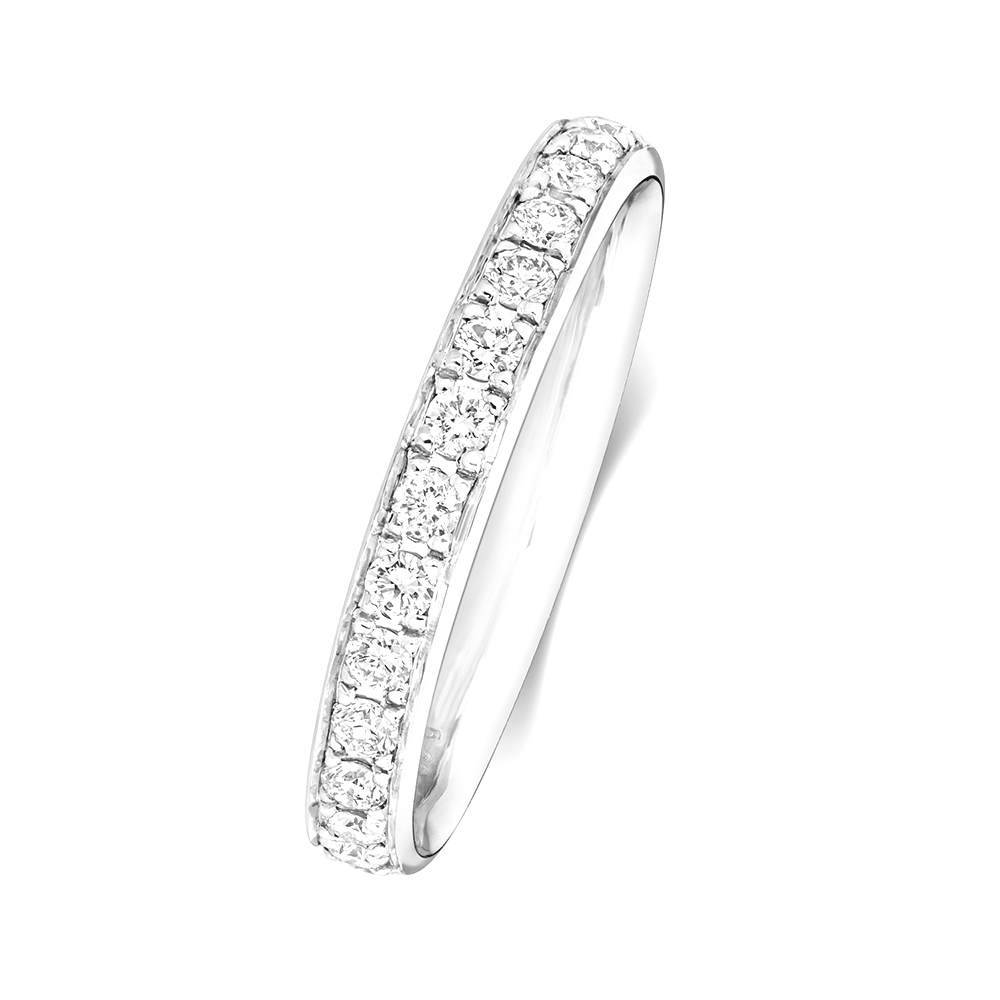 prong setting round diamond half eternity ring