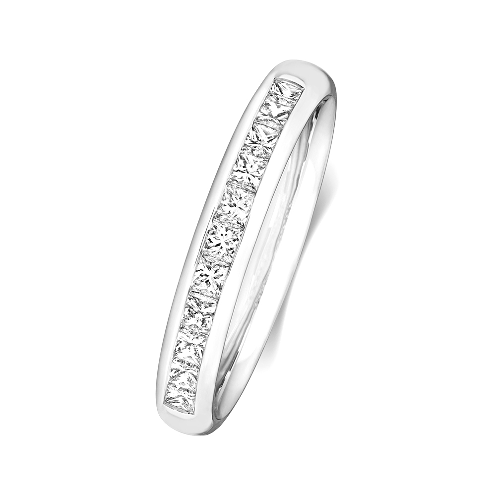 channel setting princess diamond half eternity ring