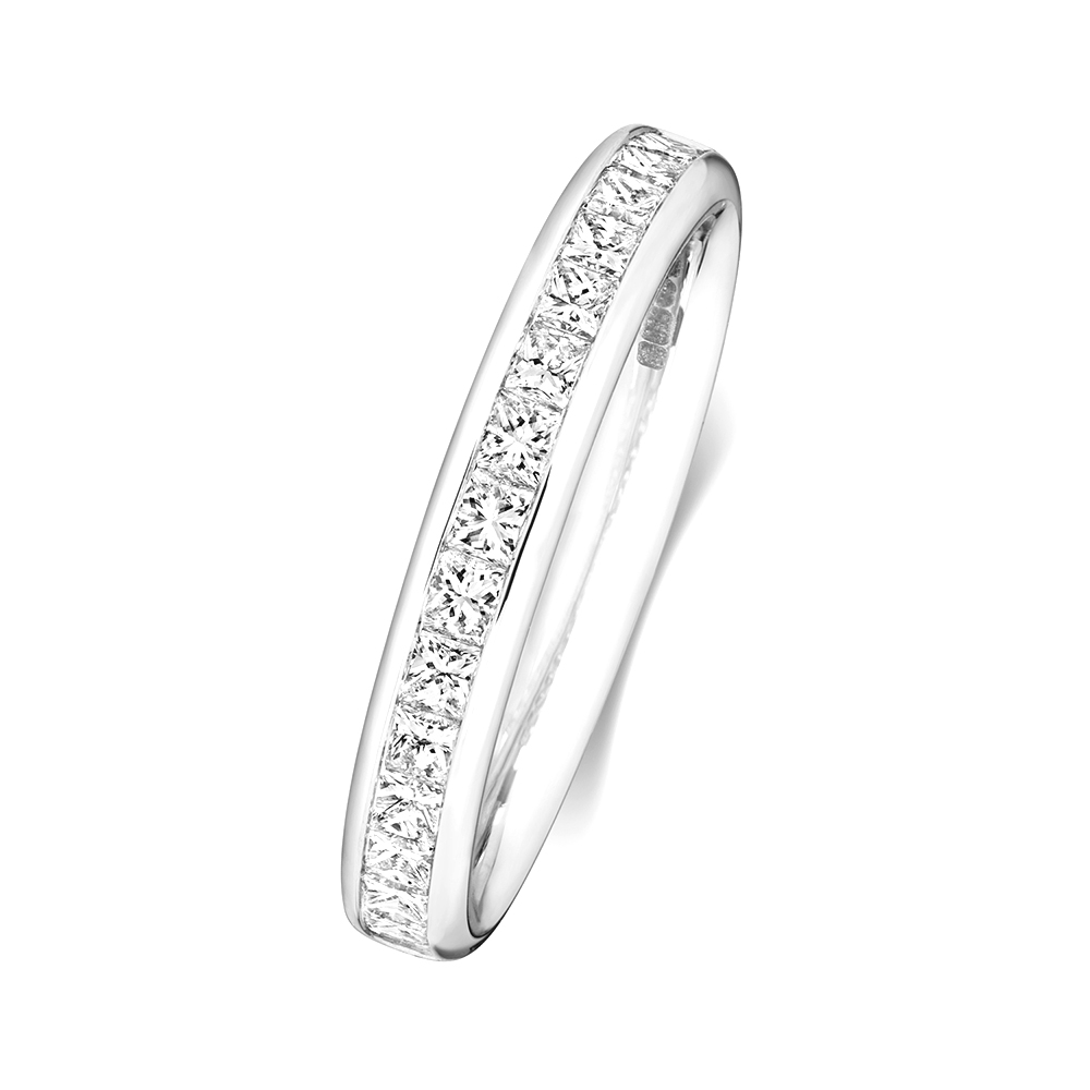 channel setting princess diamond half eternity ring