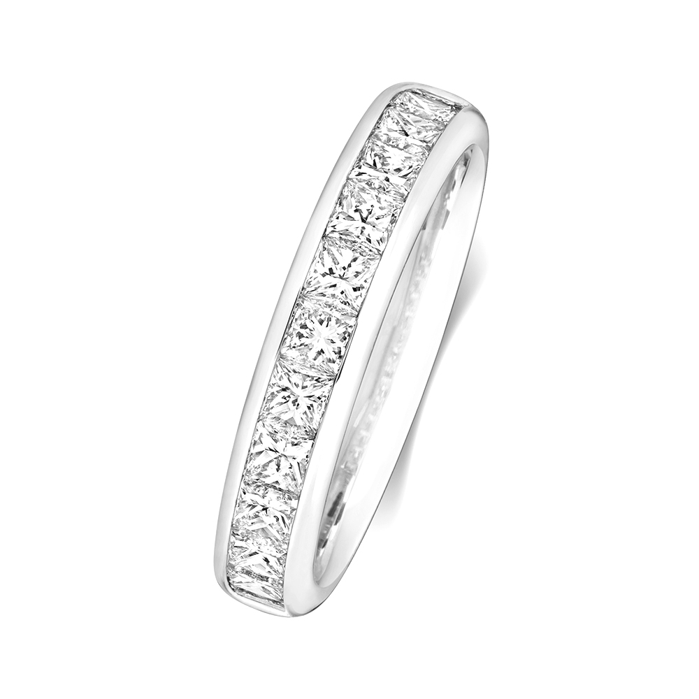 channel setting princess diamond half eternity ring