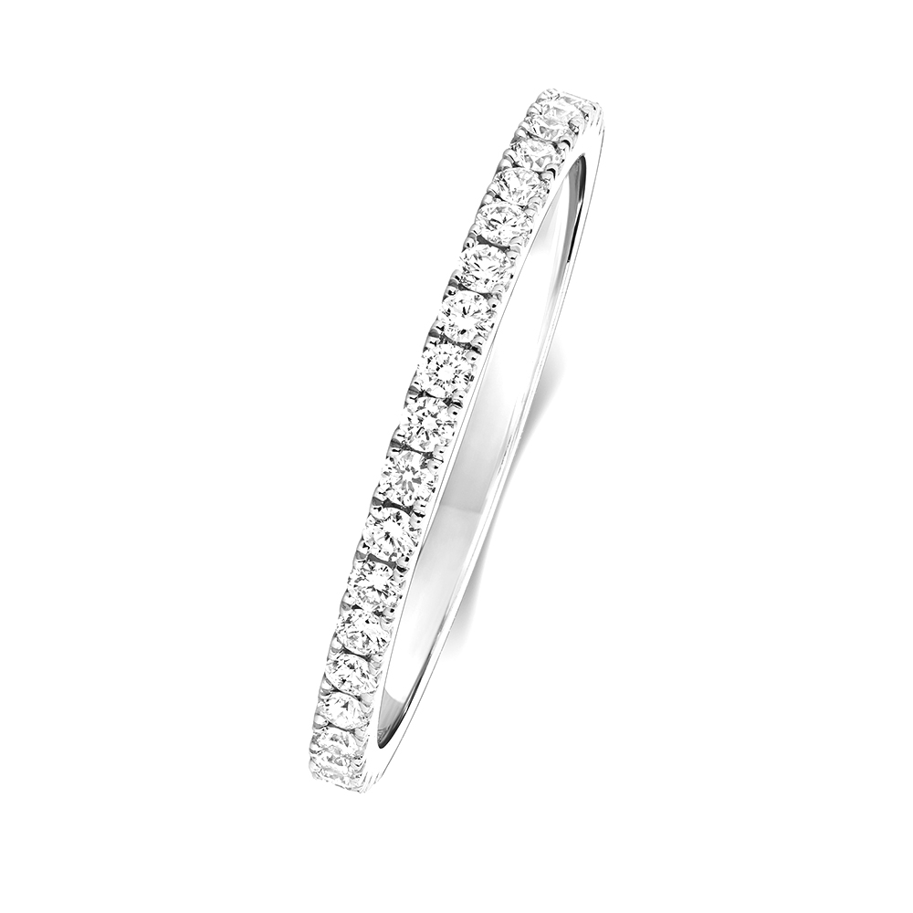 prong setting round diamond half eternity ring