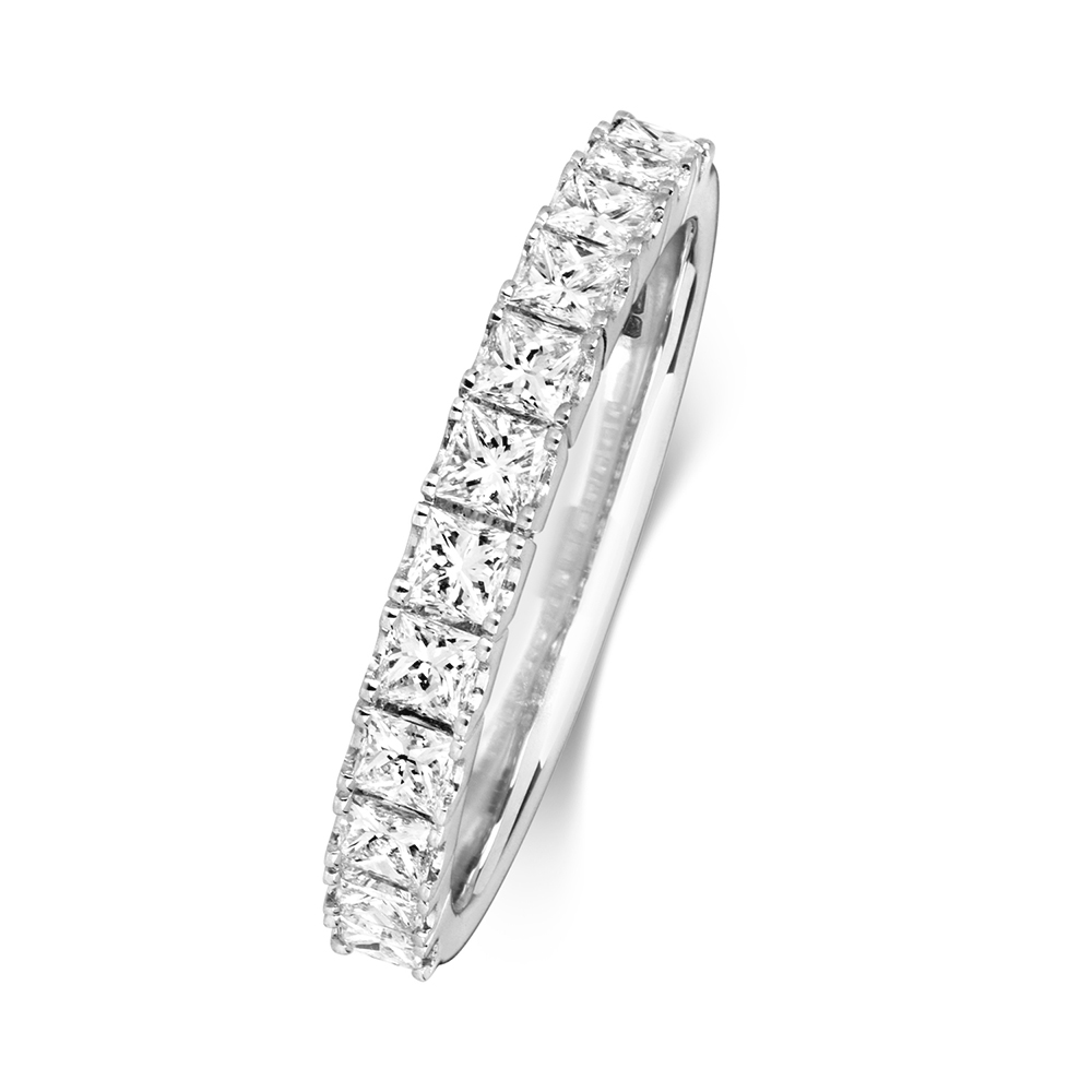 prong setting princess diamond half eternity ring