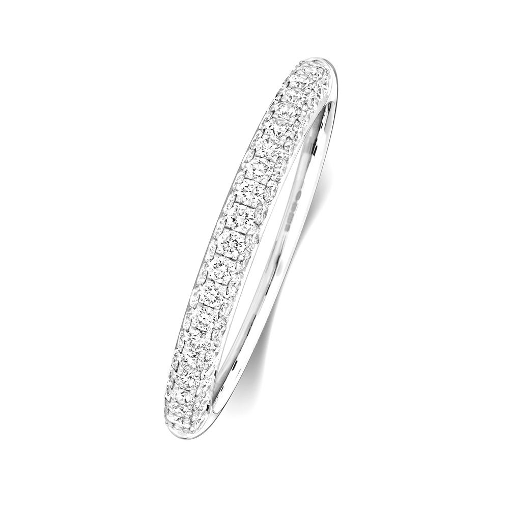 prong setting 3 row round diamond half eternity ring