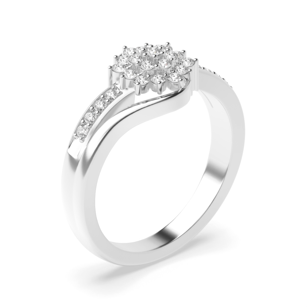prong setting round shape diamond cluster ring