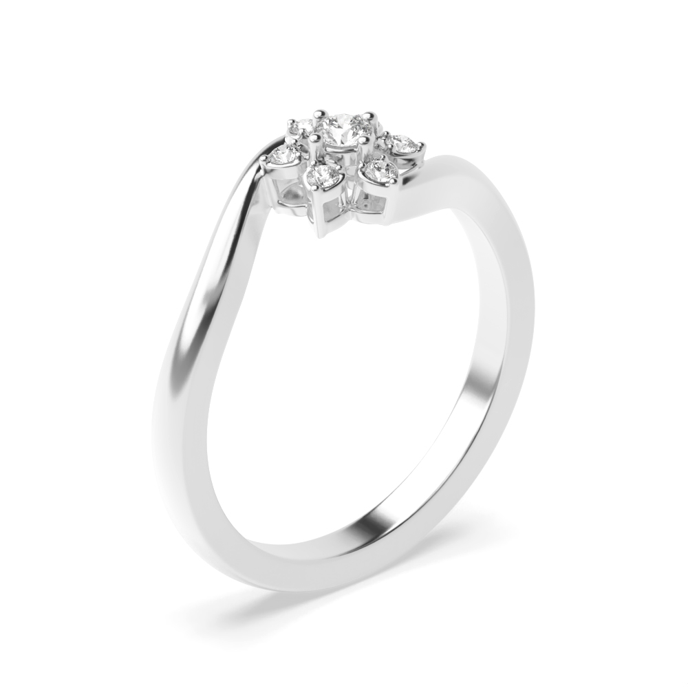 4 prong setting round shape diamond cluster ring