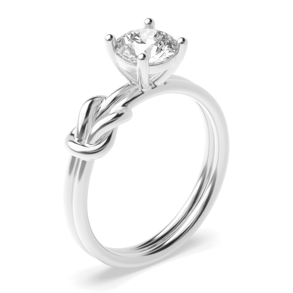 4 prong setting round shape diamond knot style solitaire ring