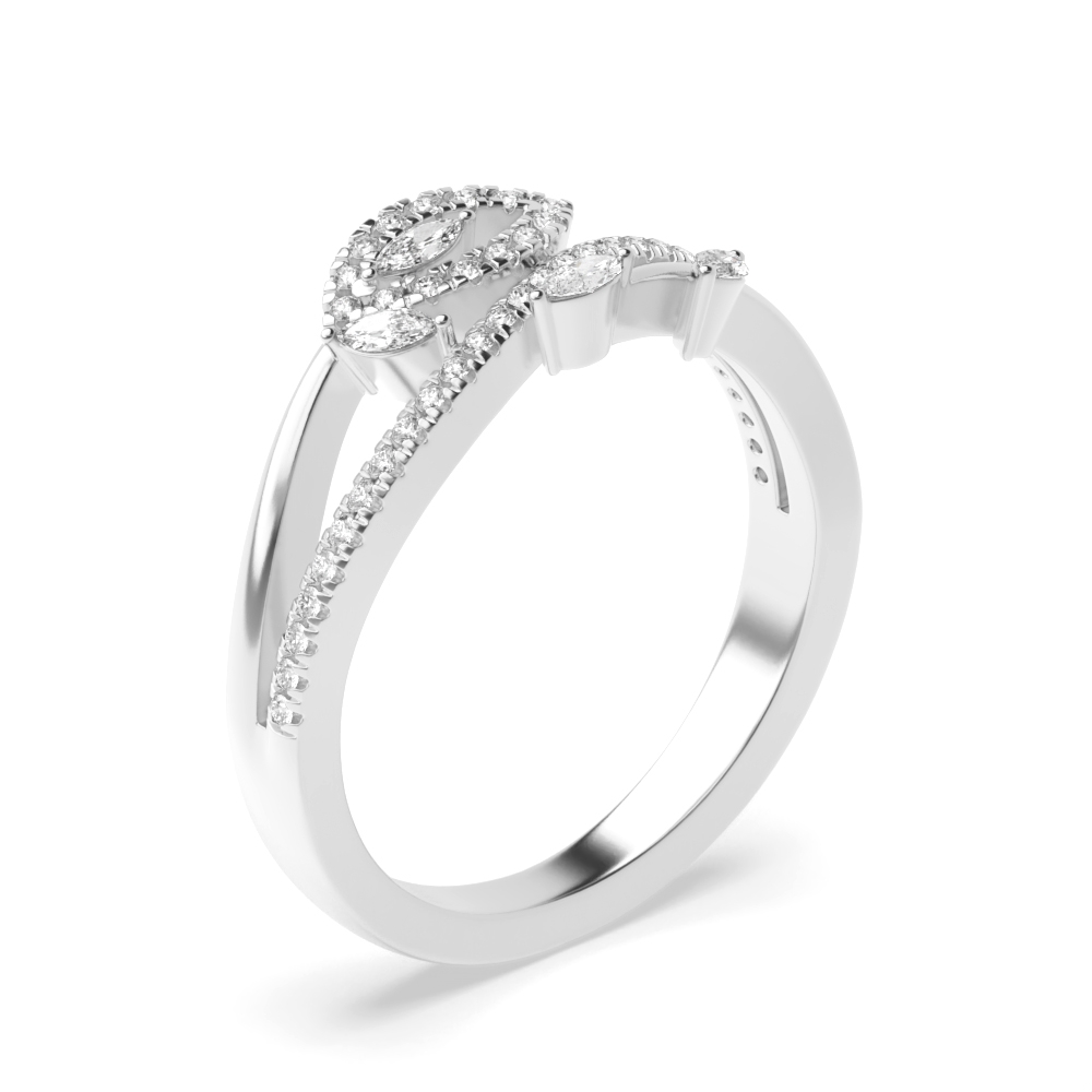 prong setting round and marquise shape diamond engagement ring