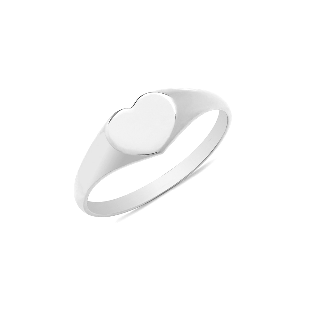 Plain metal babies delicate signet heart ring