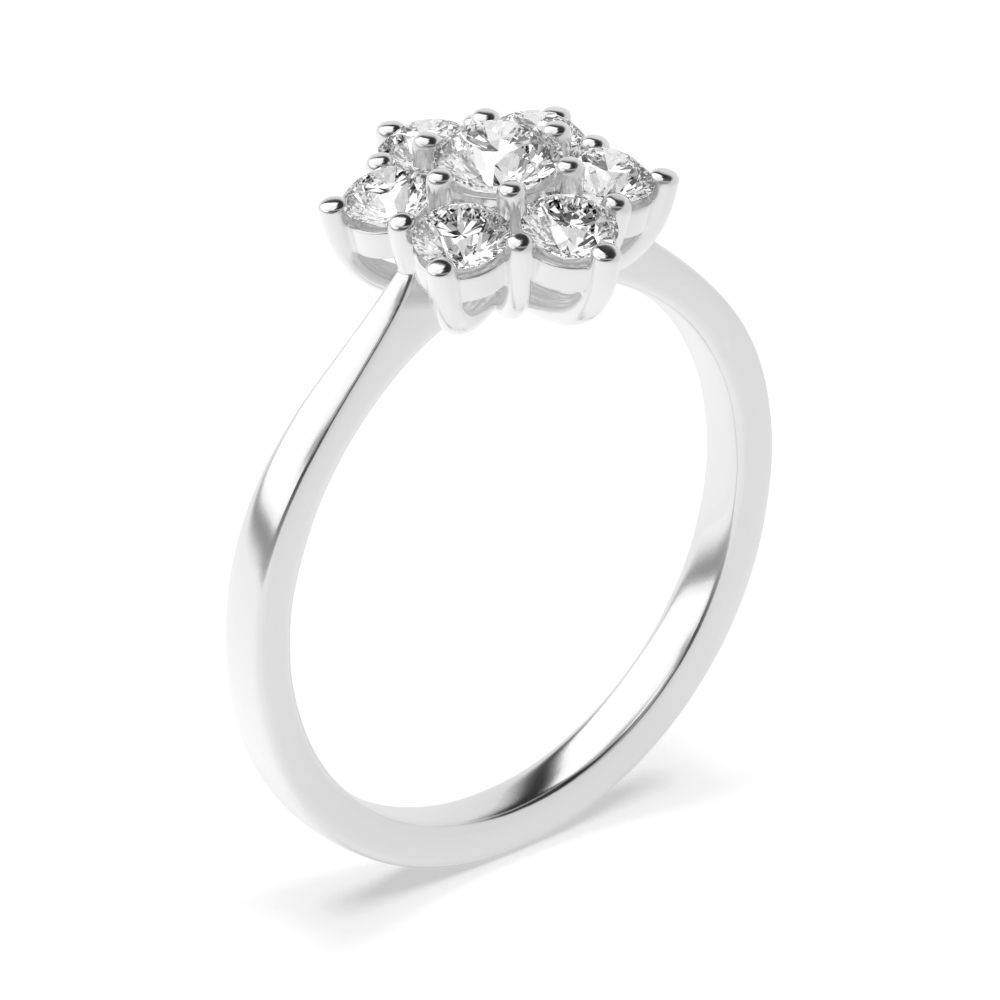 prong setting flower shape round diamond ring