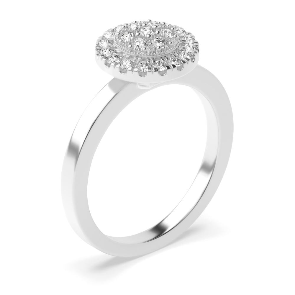 Pave Setting Round Glimmer Lab Grown Halo Diamond Ring