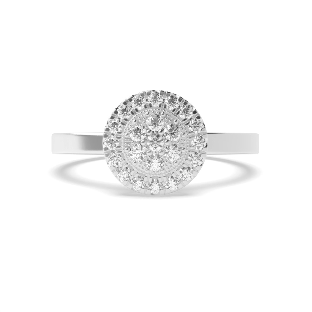 Pave Setting Round Glimmer Lab Grown Halo Diamond Ring