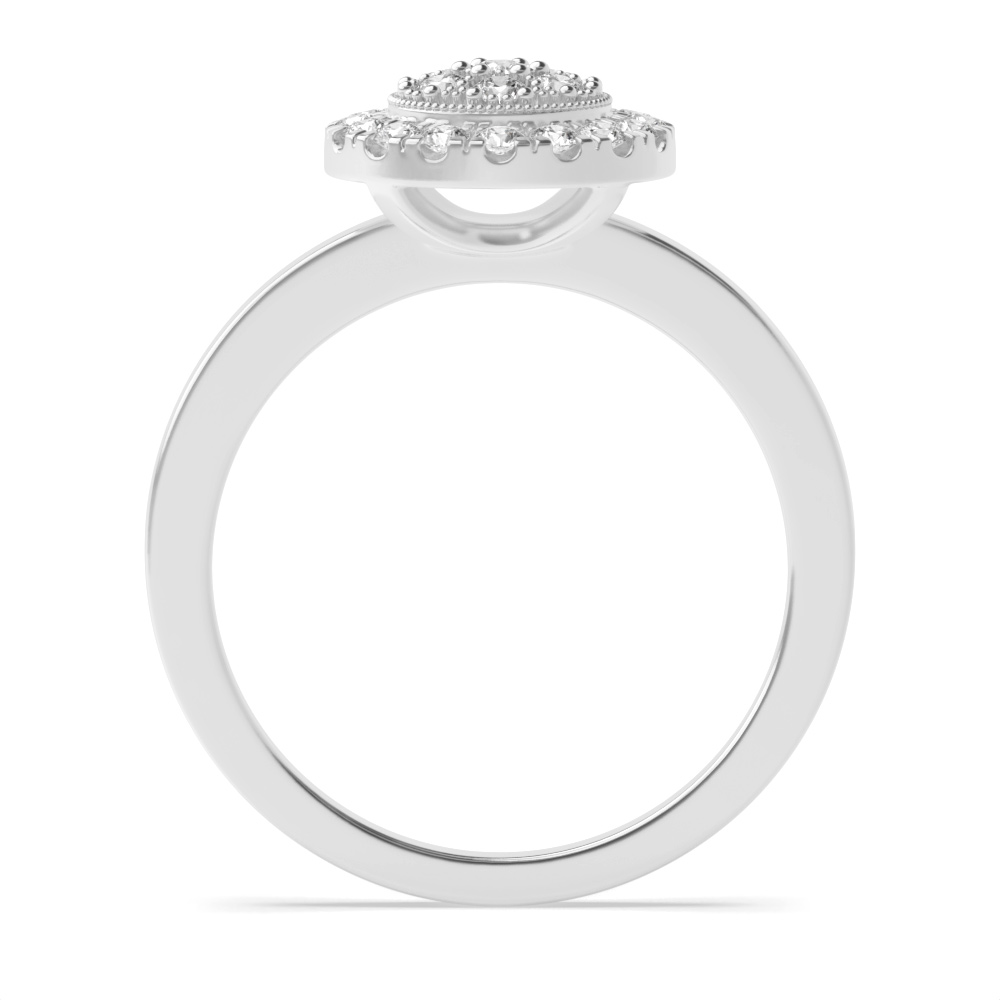 Pave Setting Round Glimmer Lab Grown Halo Diamond Ring