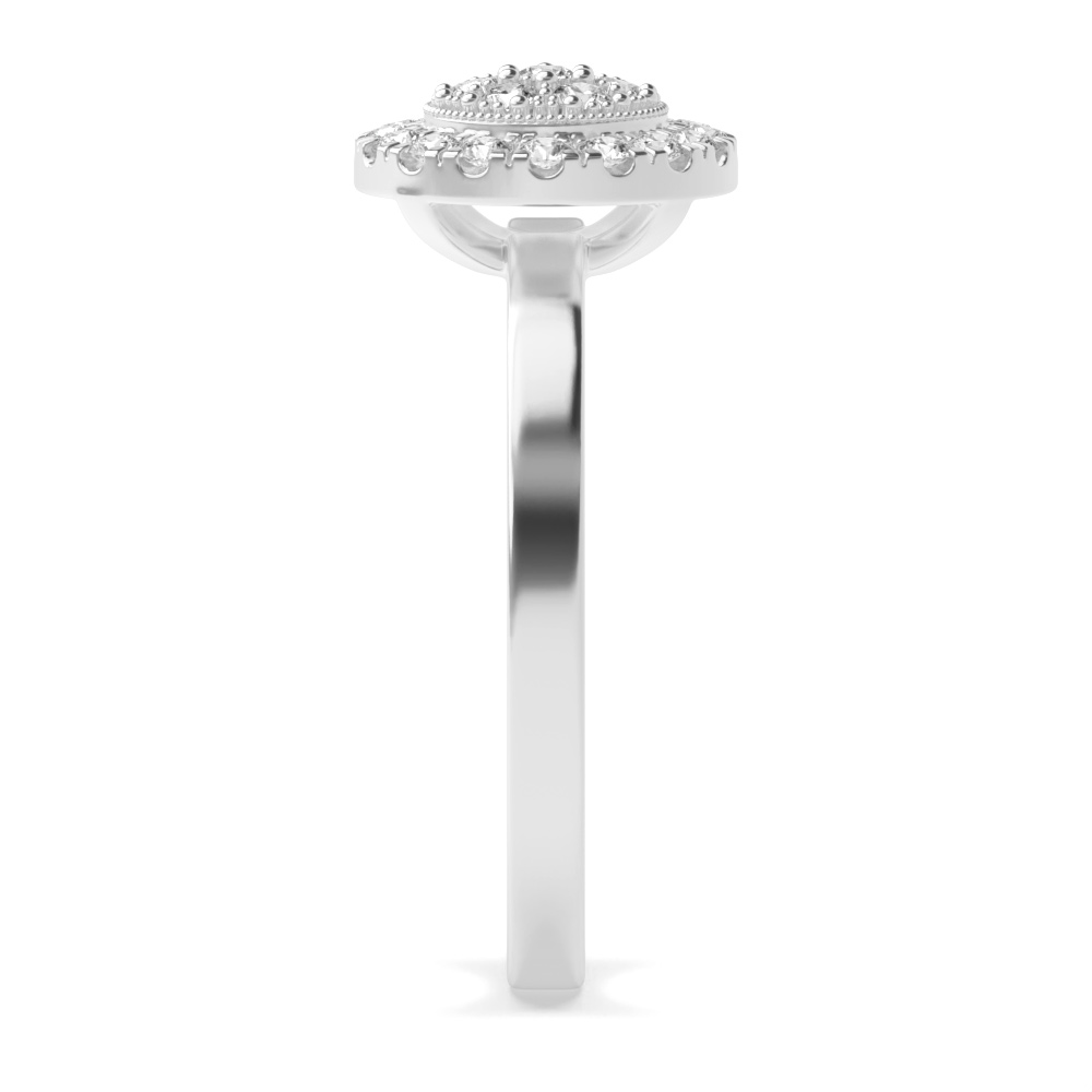 Pave Setting Round Glimmer Lab Grown Halo Diamond Ring