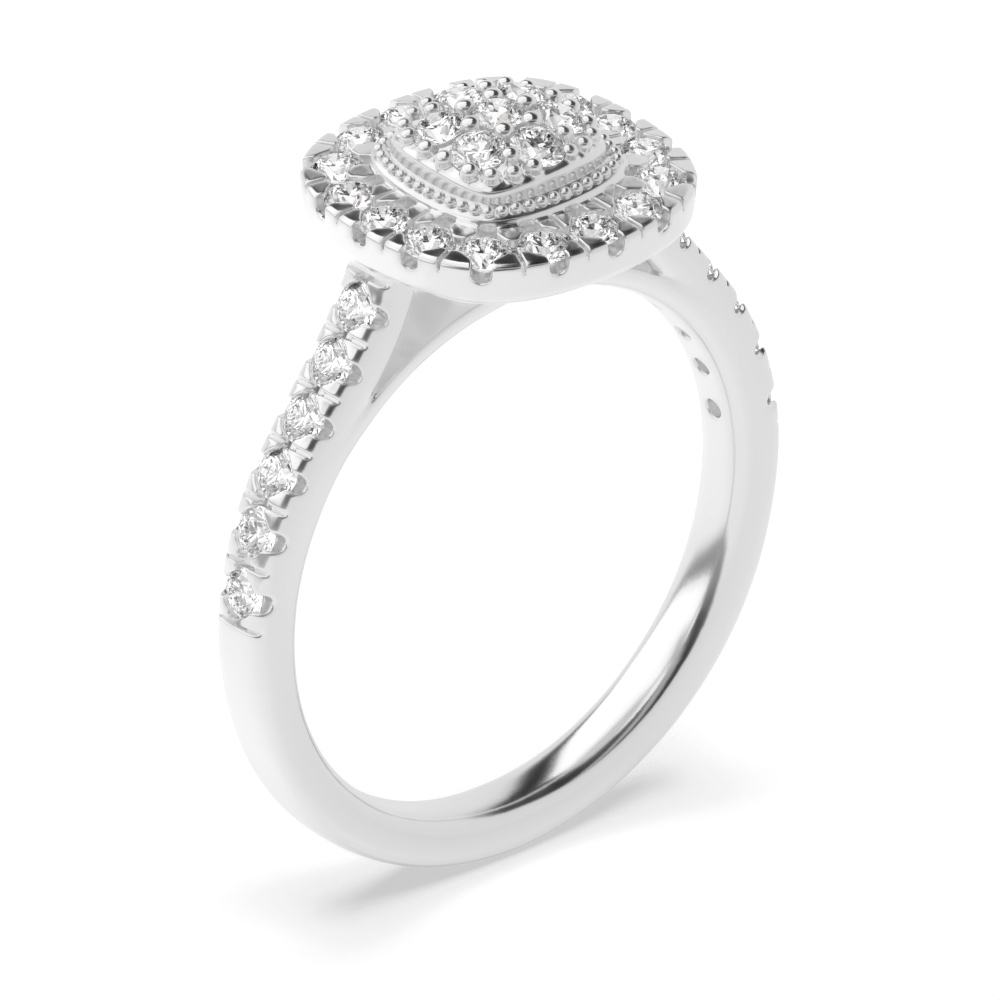 pave setting round diamond cluster ring