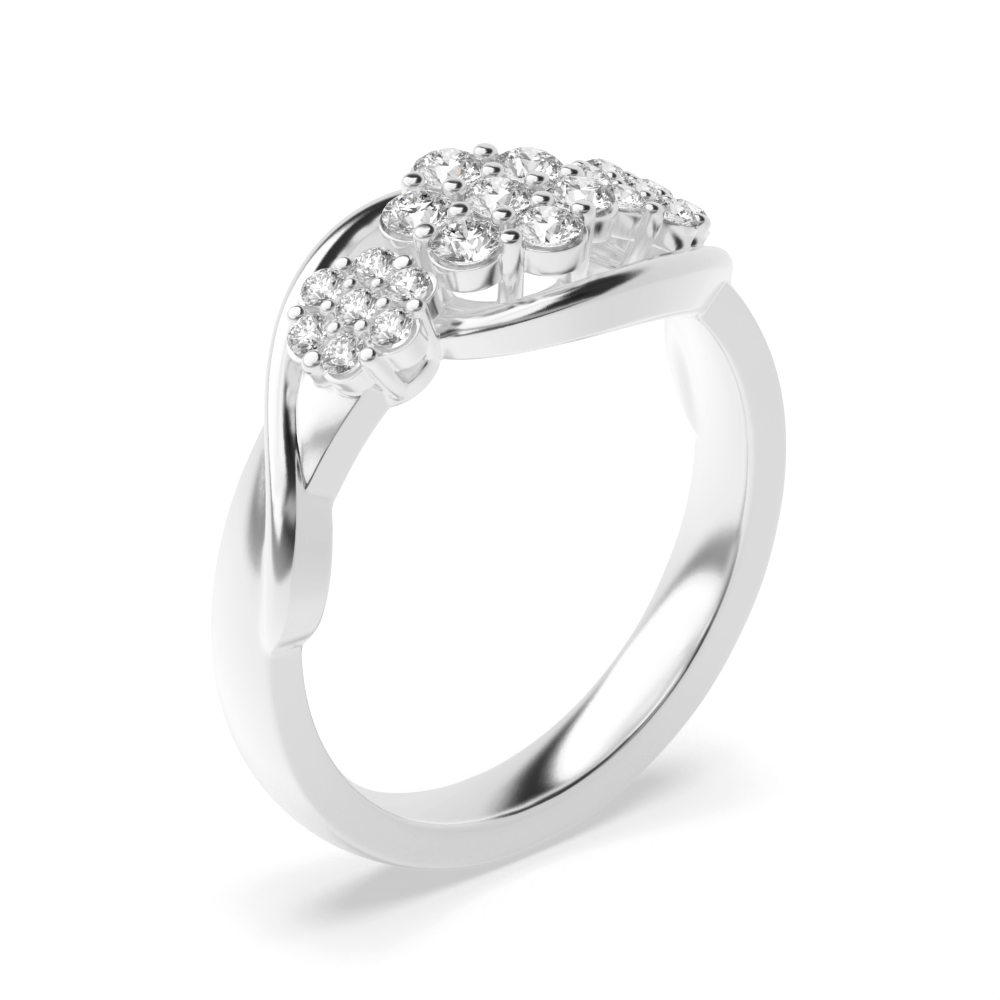 prong setting round diamond 3 flower shape ring