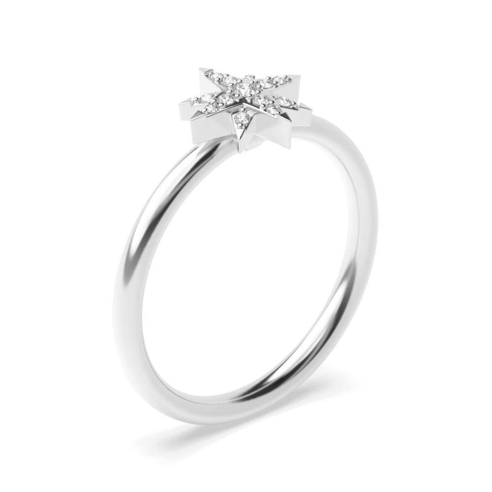 prong setting round diamond star shape ring