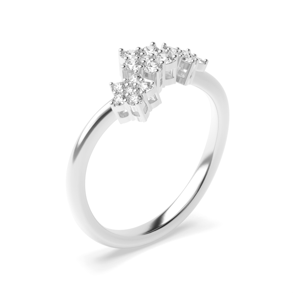 prong setting round diamond 3 flower shape ring