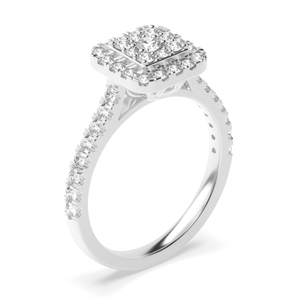 prong setting cushion shape round and side diamond ring