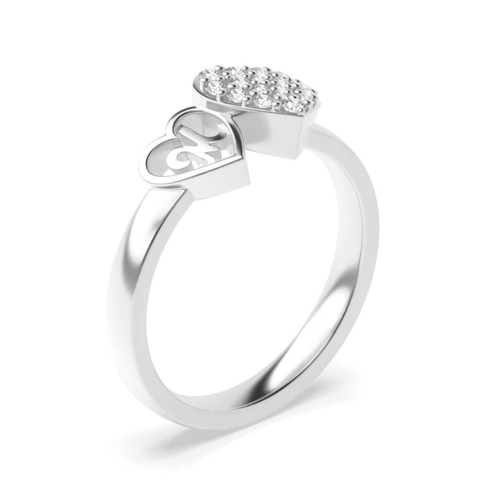 4 Prong Round White Gold Initial m Cluster Diamond Ring