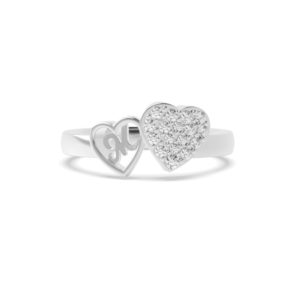 4 Prong Round White Gold Initial m Cluster Diamond Ring