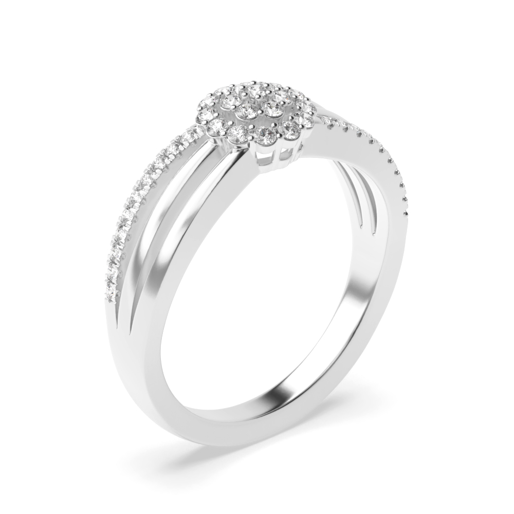 4 prong setting round shape Crossing Flower diamond ring