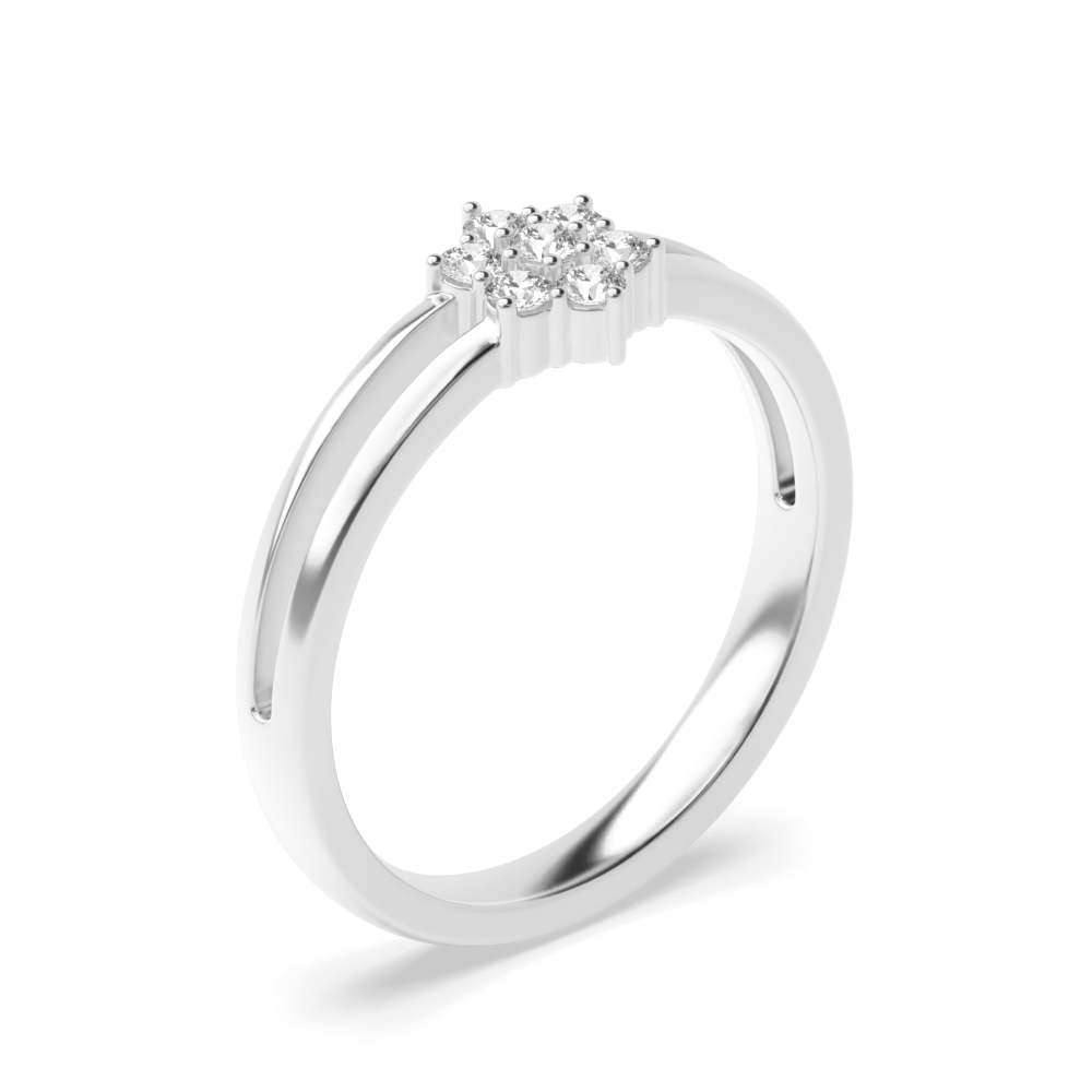 prong setting round diamond flower shape cluster ring