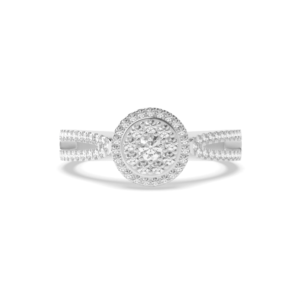 4 Prong Round Luminary pledge Lab Grown Halo Diamond Ring