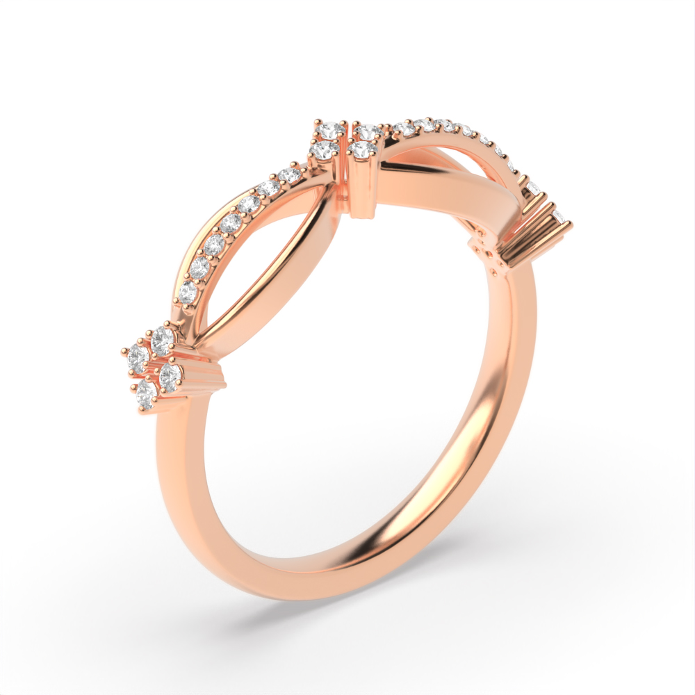 4 Prong Round Rose Gold Aurora unique Unusual Eternity Rings Diamond Ring