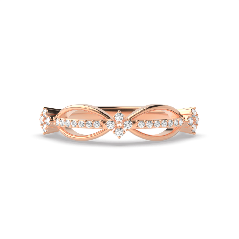 4 Prong Round Rose Gold Aurora unique Unusual Eternity Rings Diamond Ring