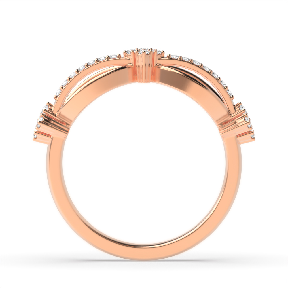 4 Prong Round Rose Gold Aurora unique Unusual Eternity Rings Diamond Ring